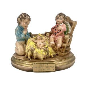 Mario Vivian Ceramic Christmas Sculpture Nativity Children With Baby Jesus Heavy